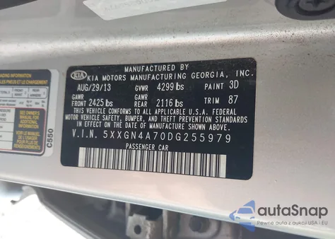 2013 Kia Optima Ex from USA, damaged, VIN 5XXGN4A70DG255979